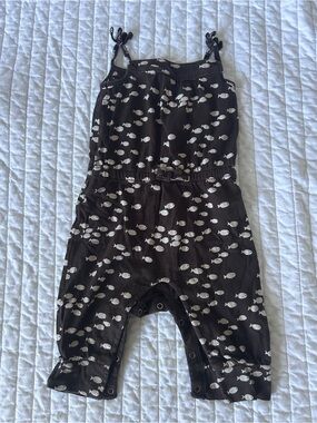 Baby Gap Brown Fish Print Romper baby girl sleeveless cotton lightweight